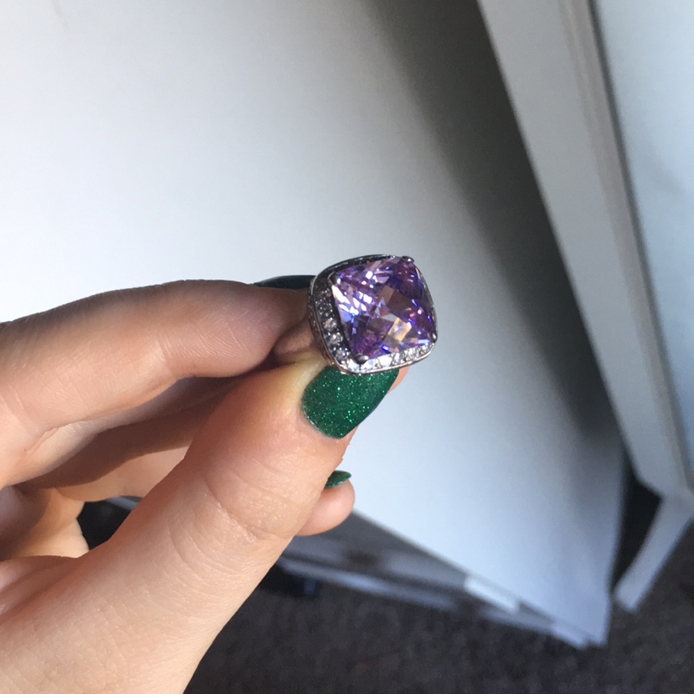 Purple CZ and silver ring
